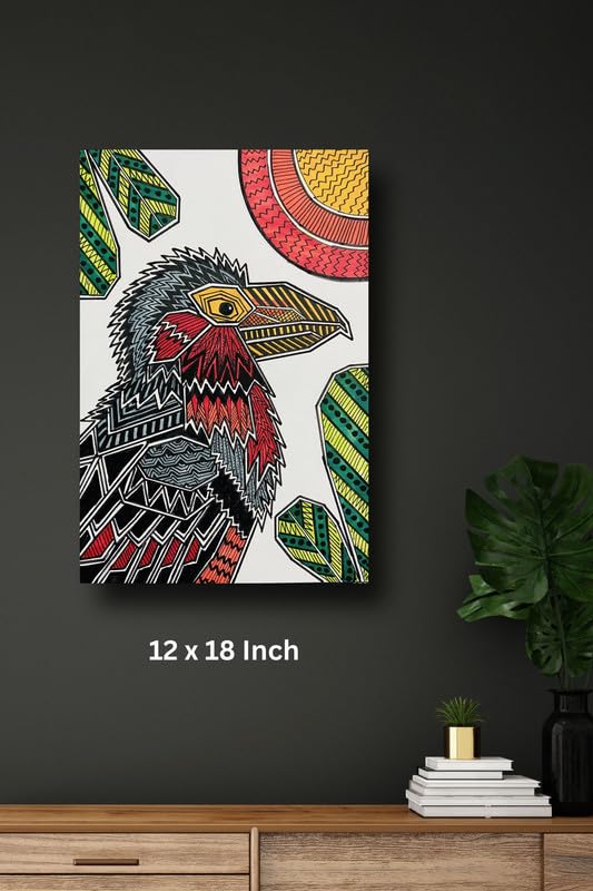 Art to Doors | Bearded Barbet | Artist Puja Kumari | Vertical | Art Prints | Home Decor | Wall Art | Gift Items | Canvas Frame