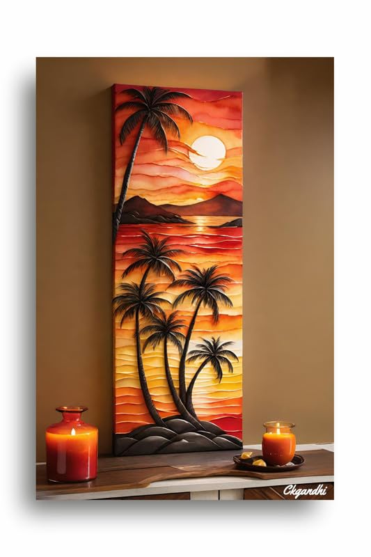 Art to Doors | Sunset Scenery | Artist C K Gandhi | Rectangle | Art Print | Home Decor | Wall Decor | Gift Items | Canvas Frame