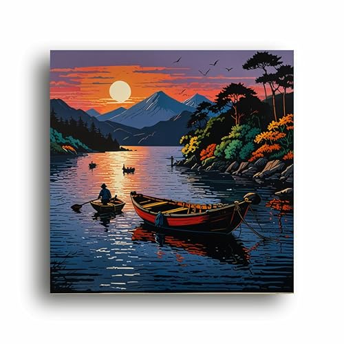 Art to Doors | Serene Lake Fisher Art | Square | Art Print | Home Decor | Wall Decor | Gifts for Women | Gifts for Men | Gift Items | Wall Art