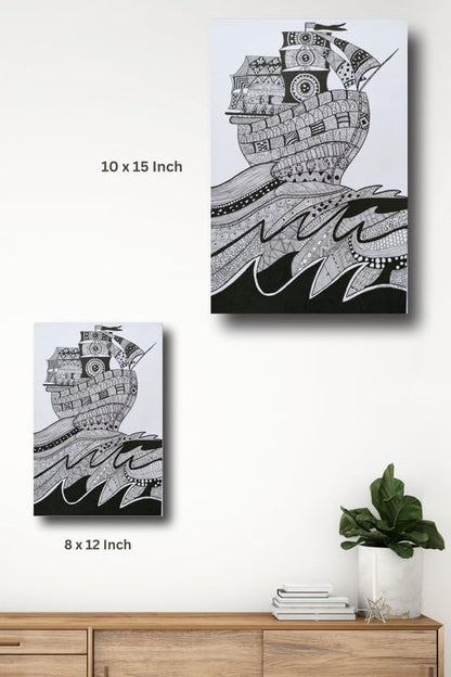 Art to Doors | Sailing The Waves | Artist Vineeta | Vertical | Art Prints | Home Decor | Wall Art | Gift Items | Canvas Frame