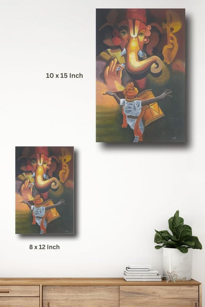Art to Doors| Ganpati Painting | Artist Mansi Nanda | Rectangle | Art Print | Home Decor | Wall Decor | Gift Items | Canvas Frame