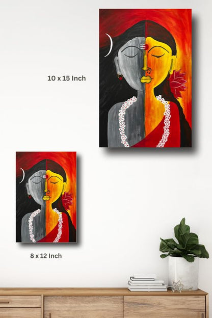 Art to Doors | Shivshakti | Artist Dr Namrata Sharma | Vertical | Art Print | Home Decor | Wall Decor | Gift Items | Wall Art | Canvas Frame