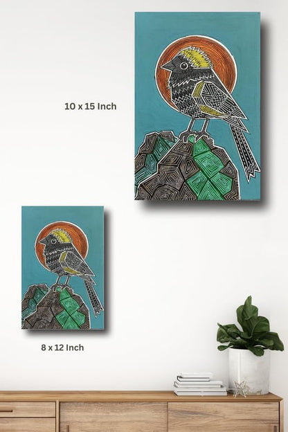 Art to Doors | Ape Finch | Artist Puja Kumari | Vertical | Art Prints | Home Decor | Wall Art | Gift Items | Canvas Frame