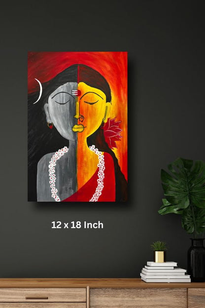 Art to Doors | Shivshakti | Artist Dr Namrata Sharma | Vertical | Art Print | Home Decor | Wall Decor | Gift Items | Wall Art | Canvas Frame