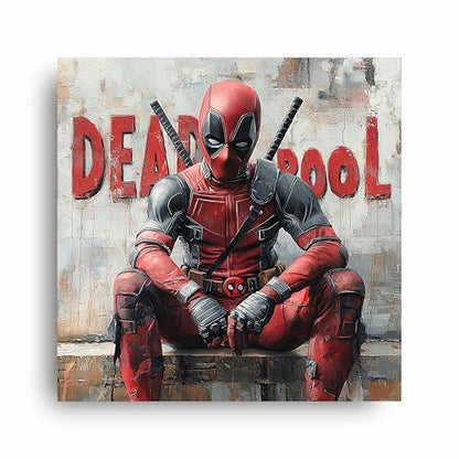 Art to Doors | Deadpool's Merc with a Mouth | Square | Art Print | Home Decor | Wall Decor | Gifts for Women | Gifts for Men | Canvas Frame