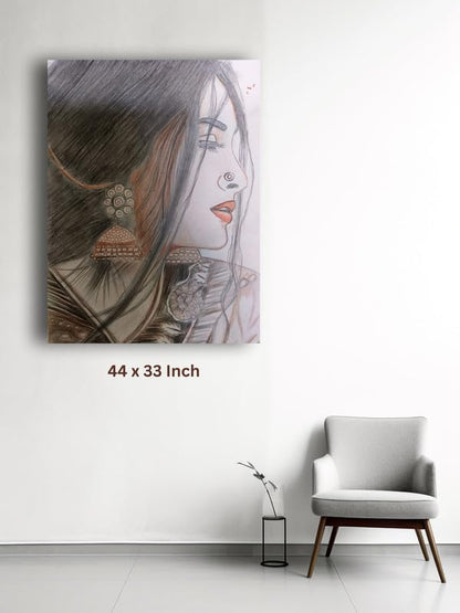 Art to Doors | Girl Panting | Artist Anupam Kumari | Rectangle | Art Print | Home Decor | Wall Decor | Gift Items | Canvas Frame
