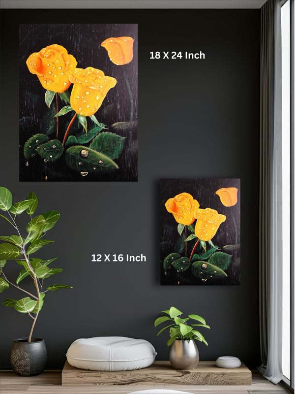 Art to Doors | Rain And Roses | Artist Sudesh Kundley | Vertical | Art Print | Home Decor | Wall Decor | Gift Items | Wall Art | Canvas Frame