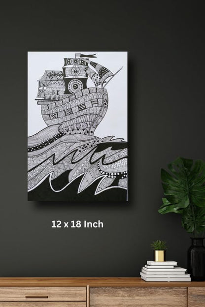 Art to Doors | Sailing The Waves | Artist Vineeta | Vertical | Art Prints | Home Decor | Wall Art | Gift Items | Canvas Frame