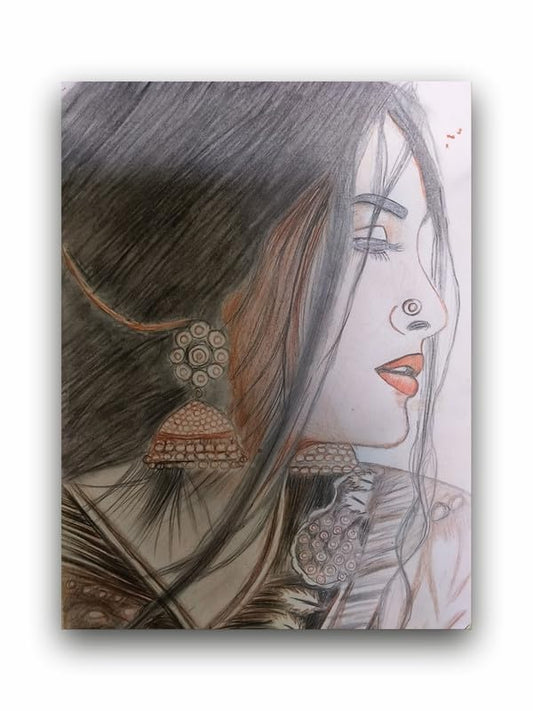 Art to Doors | Girl Panting | Artist Anupam Kumari | Rectangle | Art Print | Home Decor | Wall Decor | Gift Items | Canvas Frame