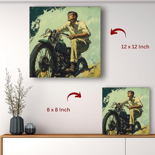 Art to Doors | Vintage Rider | Square | Art Print | Home Decor | Wall Decor | Gifts for Women | Gifts for Men | Canvas Art |