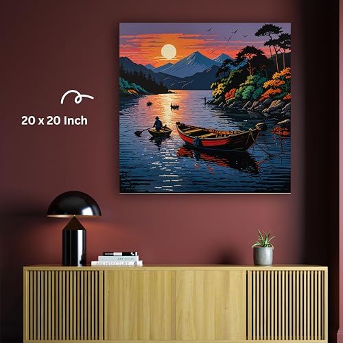 Art to Doors | Serene Lake Fisher Art | Square | Art Print | Home Decor | Wall Decor | Gifts for Women | Gifts for Men | Gift Items | Wall Art