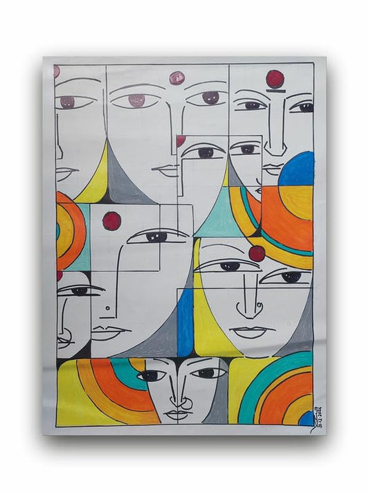 Art to Doors | The Faces | Artist Ajay Pratap Singh Rathore | Rectangle | Art Print | Home Decor | Wall Decor | Gift Items | Canvas Frame
