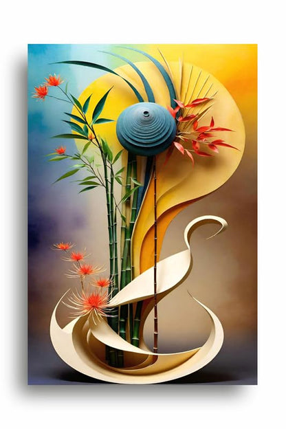Art to Doors | Unique Ikebana Artwork | Artist C K Gandhi | Rectangle | Art Print | Home Decor | Wall Decor | Gift Items | Canvas Frame