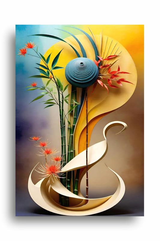 Art to Doors | Unique Ikebana Artwork | Artist C K Gandhi | Rectangle | Art Print | Home Decor | Wall Decor | Gift Items | Canvas Frame