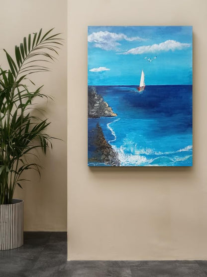 Art to Doors | Beauty Of Ocean | Artist Ravindran Krishnan | Rectangle | Art Prints | Home Decor | Wall Art | Gift Items | Canvas Frame0