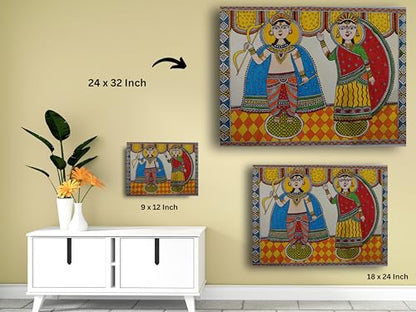 Art to Doors | Ram Sita Mithila Art | Artist Swati Vishwakarma | Horizontal | Art Prints | Home Decor | Gift Items | Wall Art | Canvas Frame