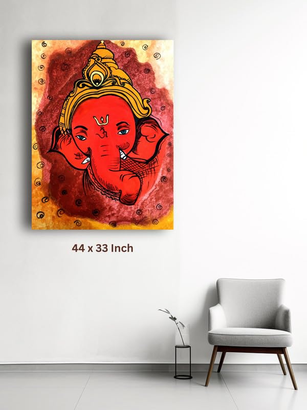 Art to Doors | Red Color Ganesha Art | Artist Surekha S | Vertical | Art Print | Home Decor | Wall Decor | Gift Items | Wall Art