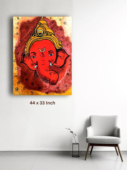 Art to Doors | Red Color Ganesha Art | Artist Surekha S | Vertical | Art Print | Home Decor | Wall Decor | Gift Items | Wall Art