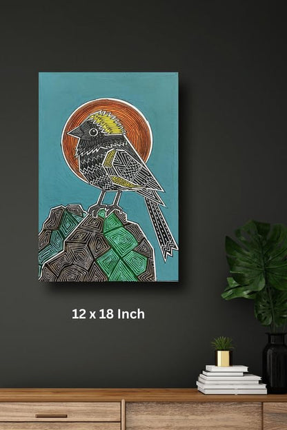 Art to Doors | Ape Finch | Artist Puja Kumari | Vertical | Art Prints | Home Decor | Wall Art | Gift Items | Canvas Frame