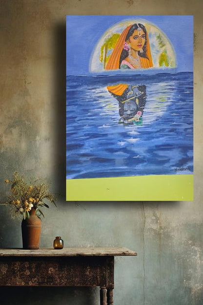 Art to Doors| Radhakrishna Portrait | Artist Krishna| Rectangle | Art Print | Home Decor | Wall Decor | Gift Items | Canvas Frame