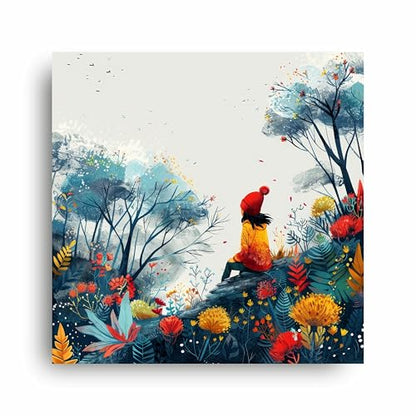 Art to Doors | Girl and the Forest | Square | Art Print | Home Decor | Wall Decor | Gifts for Women | Gifts for Men | Canvas Frame