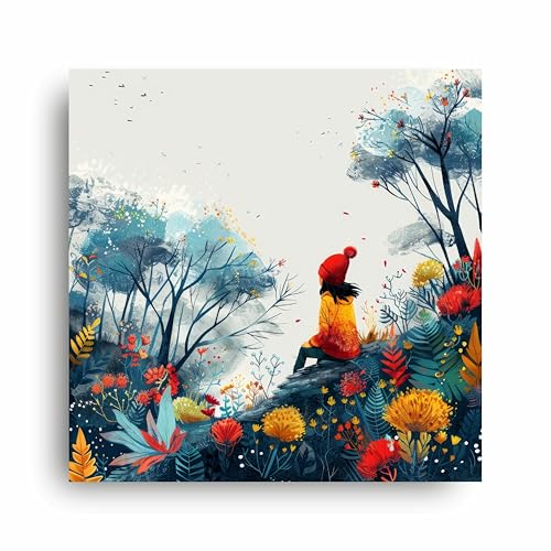 Art to Doors | Girl and the Forest | Square | Art Print | Home Decor | Wall Decor | Gifts for Women | Gifts for Men | Canvas Frame