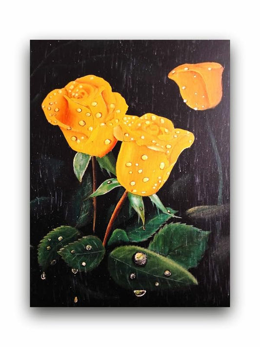Art to Doors | Rain And Roses | Artist Sudesh Kundley | Vertical | Art Print | Home Decor | Wall Decor | Gift Items | Wall Art | Canvas Frame