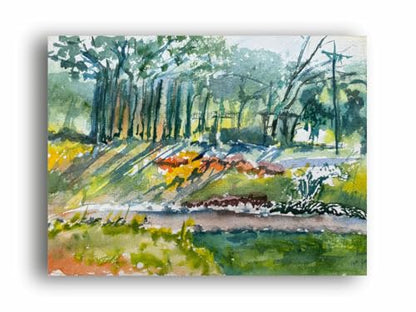 Art to Doors| Scenery Painting: Morning Sunshine In The Nalla Park, Pune | Artist Hubert Braganza| Rectangle | Art Print | Home Decor | Wall Decor | Gift Items | Canvas Frame