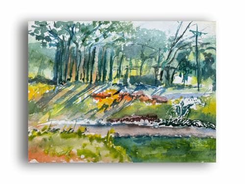 Art to Doors| Scenery Painting: Morning Sunshine In The Nalla Park, Pune | Artist Hubert Braganza| Rectangle | Art Print | Home Decor | Wall Decor | Gift Items | Canvas Frame