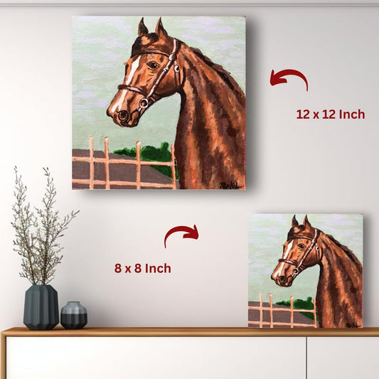Art to Doors| Brown Stallion | Artist Butul Razvi | Square | Art Print | Home Decor | Wall Decor | Gift Items | Canvas Frame