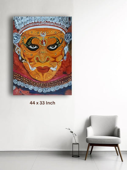 Art to Doors| Theyyam Kerala Traditional Dance Acralyic Paint| Artist Saravanan Varatharajan| Rectangle | Art Print | Home Decor | Wall Decor | Gift Items | Canvas Frame