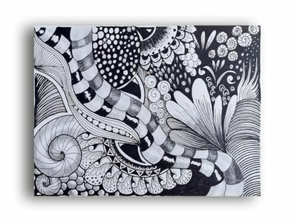 Art to Doors| Black And White | Artist Samarpita Banerjee | Rectangle | Art Print | Home Decor | Wall Decor | Gift Items | Canvas Frame