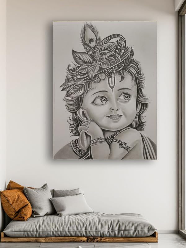 Art to Doors| Bal Krishna | Artist Akansha Sharma | Rectangle | Art Print | Home Decor | Wall Decor | Gift Items | Canvas Frame