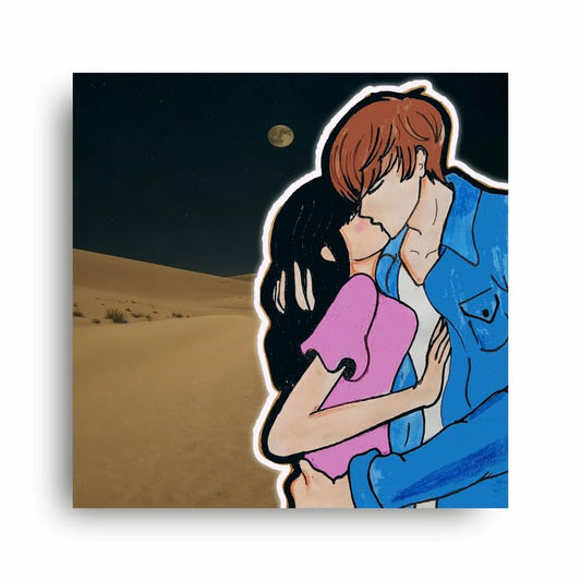 Art to Doors| The Kiss | Artist Reeja Roy| Square | Art Print | Home Decor | Wall Decor | Gift Items | Canvas Frame