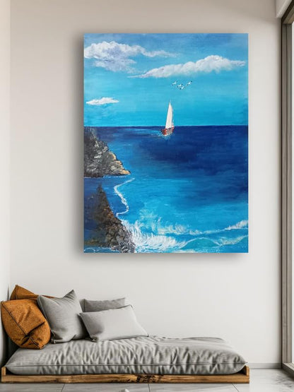 Art to Doors | Beauty Of Ocean | Artist Ravindran Krishnan | Rectangle | Art Prints | Home Decor | Wall Art | Gift Items | Canvas Frame0