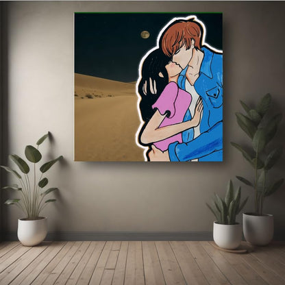 Art to Doors| The Kiss | Artist Reeja Roy| Square | Art Print | Home Decor | Wall Decor | Gift Items | Canvas Frame