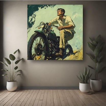 Art to Doors | Vintage Rider | Square | Art Print | Home Decor | Wall Decor | Gifts for Women | Gifts for Men | Canvas Art |