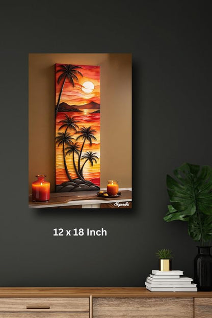 Art to Doors | Sunset Scenery | Artist C K Gandhi | Rectangle | Art Print | Home Decor | Wall Decor | Gift Items | Canvas Frame