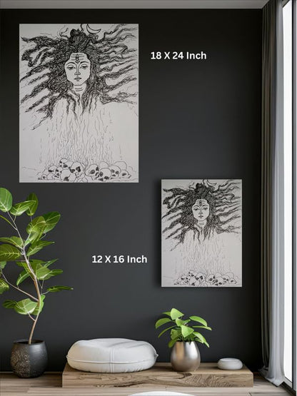 Art to Doors| Lord Shiva | Artist Sritama Dhar | Rectangle | Art Print | Home Decor | Wall Decor | Gift Items | Canvas Frame
