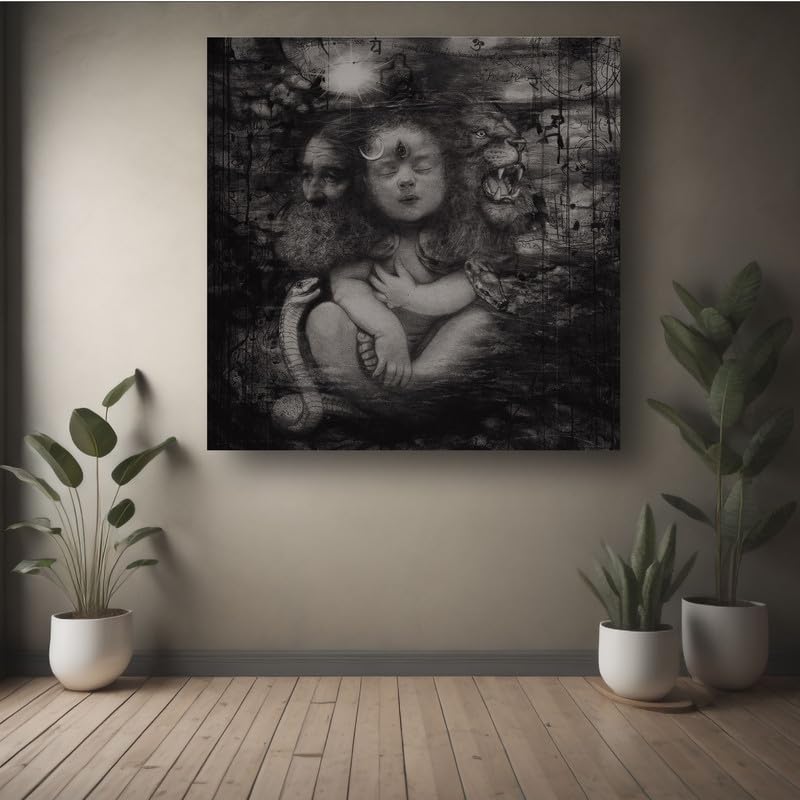 Art to Doors | Adi Yogi (The Lord Shiva) | Artist Arindam Gupta | Square | Art Print | Home Decor | Wall Decor | Gifts for Women | Gifts for Men | Wall Art | Canvas Frame