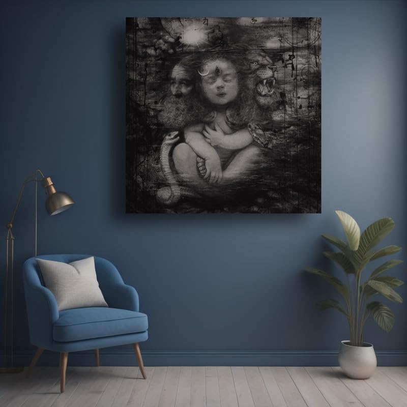 Art to Doors | Adi Yogi (The Lord Shiva) | Artist Arindam Gupta | Square | Art Print | Home Decor | Wall Decor | Gifts for Women | Gifts for Men | Wall Art | Canvas Frame