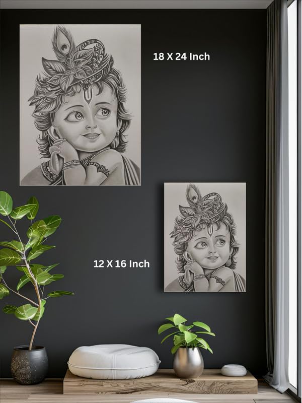 Art to Doors| Bal Krishna | Artist Akansha Sharma | Rectangle | Art Print | Home Decor | Wall Decor | Gift Items | Canvas Frame