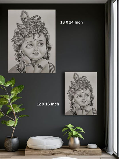 Art to Doors| Bal Krishna | Artist Akansha Sharma | Rectangle | Art Print | Home Decor | Wall Decor | Gift Items | Canvas Frame