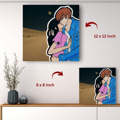 Art to Doors| The Kiss | Artist Reeja Roy| Square | Art Print | Home Decor | Wall Decor | Gift Items | Canvas Frame