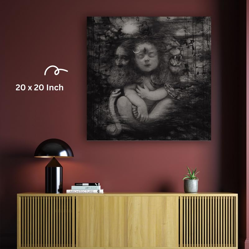 Art to Doors | Adi Yogi (The Lord Shiva) | Artist Arindam Gupta | Square | Art Print | Home Decor | Wall Decor | Gifts for Women | Gifts for Men | Wall Art | Canvas Frame