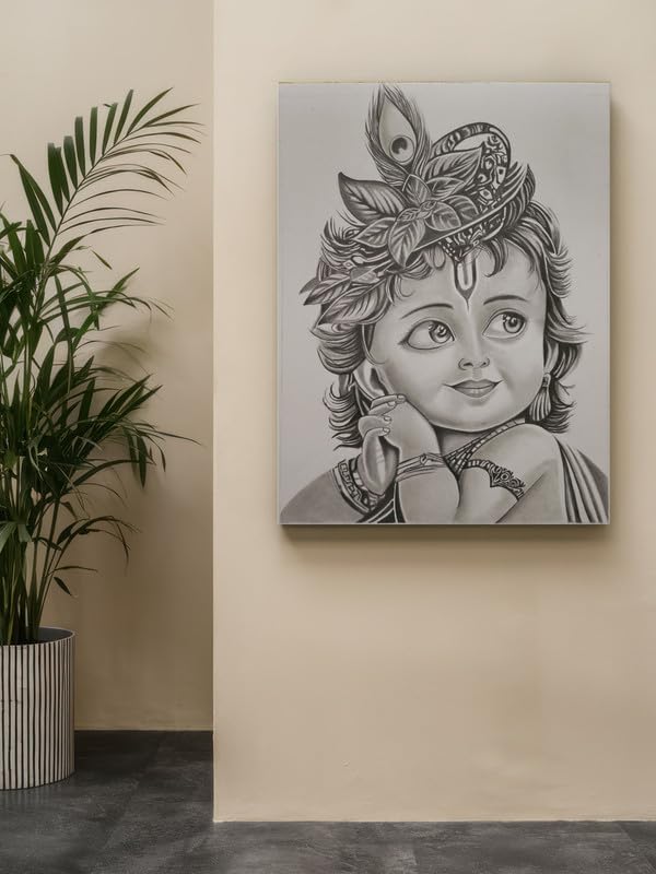 Art to Doors| Bal Krishna | Artist Akansha Sharma | Rectangle | Art Print | Home Decor | Wall Decor | Gift Items | Canvas Frame