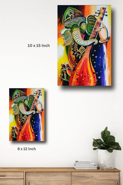 Art to Doors| Ganeshji Painting | Artist Tanvi Lunia | Rectangle | Art Print | Home Decor | Wall Decor | Gift Items | Canvas Frame