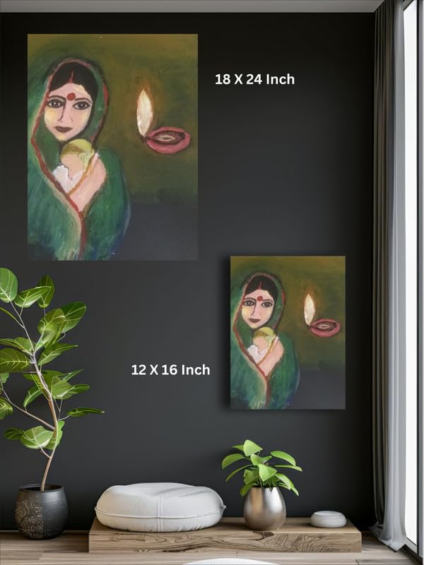 Art to Doors| Mother And Child | Artist Lisha N R | Rectangle | Art Print | Home Decor | Wall Decor | Gift Items | Canvas Frame