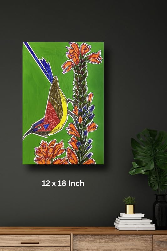 Art to Doors | Sunbird | Artist Puja Kumari | Vertical | Art Prints | Home Decor | Wall Art | Gift Items | Canvas Frame