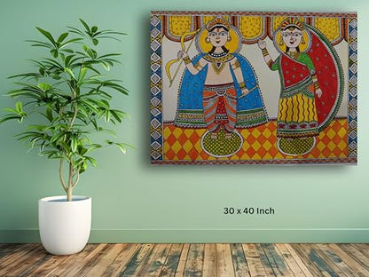Art to Doors | Ram Sita Mithila Art | Artist Swati Vishwakarma | Horizontal | Art Prints | Home Decor | Gift Items | Wall Art | Canvas Frame